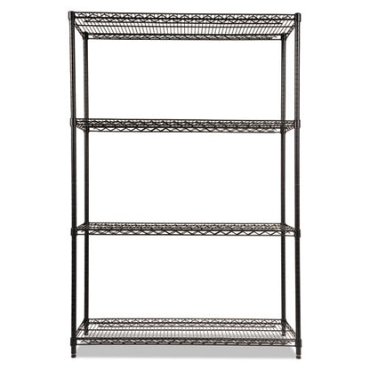 Nsf Certified Industrial Four-shelf Wire Shelving Kit, 48w X 18d X 72h, Black