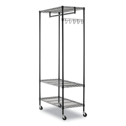 Wire Shelving Garment Rack, 40 Garments, 48w X 18d X 75h, Black