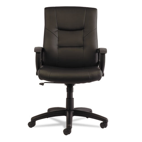 Alera Yr Series Executive High-back Swivel/tilt Bonded Leather Chair, Supports 275 Lb, 17.71" To 21.65" Seat Height, Black