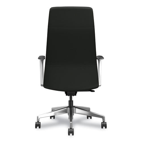 Cofi Executive High Back Chair, Supports Up To 300 Lb, 15.5 To 20.5 Seat Height, Black Seat/back, Polished Aluminum Base