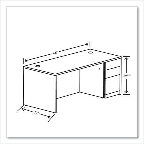 10500 Series Single Pedestal Desk, Right Pedestal: Box/box/file, 66" X 30" X 29.5", Mahogany