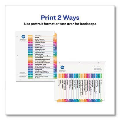 Customizable Table Of Contents Ready Index Multicolor Dividers, 26-tab, A To Z, 11 X 8.5, White, 6 Sets