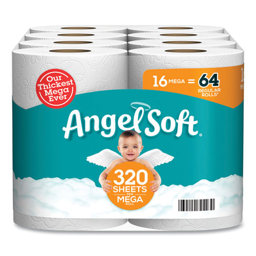 Mega Toilet Paper, Septic Safe, 2-ply, White, 320 Sheets/roll, 16 Rolls/pack