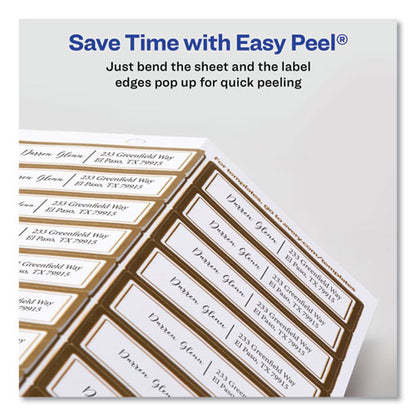 White Easy Peel Mailing Labels With Metallic Border, Inkjet/laser Printers, 1 X 2.63, White, 30/sheet, 10 Sheets/pack