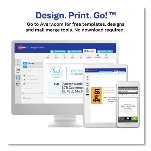 White Easy Peel Mailing Labels With Metallic Border, Inkjet/laser Printers, 1 X 2.63, White, 30/sheet, 10 Sheets/pack