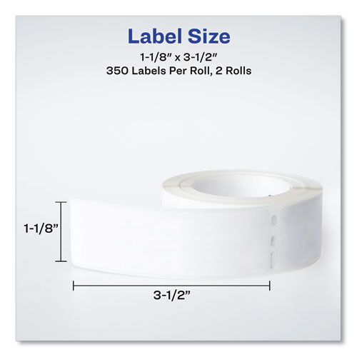 Multipurpose Thermal Labels, 3.5 X 1.3, White, 350/roll, 2 Rolls/box