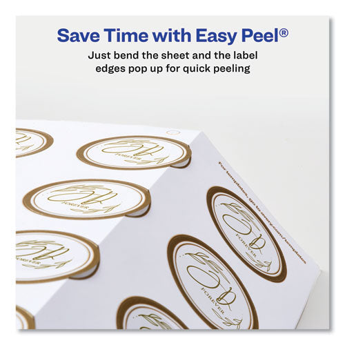 Round Labels, 2" Dia, White With Gold Border, 12/sheet, 10 Sheets/pack