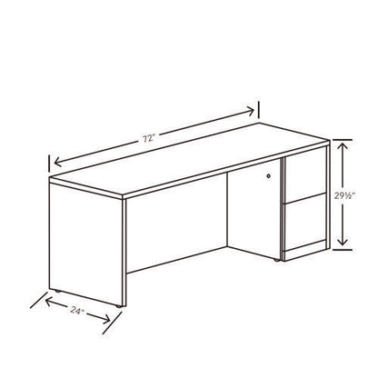 10500 Series Full-height Right Pedestal Credenza, 72w X 24d X 29.5h, Mahogany