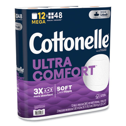 Ultra Comfortcare Toilet Paper, Soft Tissue, Mega Rolls, Septic Safe, 2-ply, White, 284/roll, 12 Rolls/pack, 48 Rolls/carton