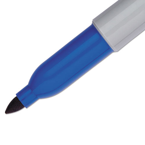 Fine Tip Permanent Marker, Fine Bullet Tip, Blue, Dozen