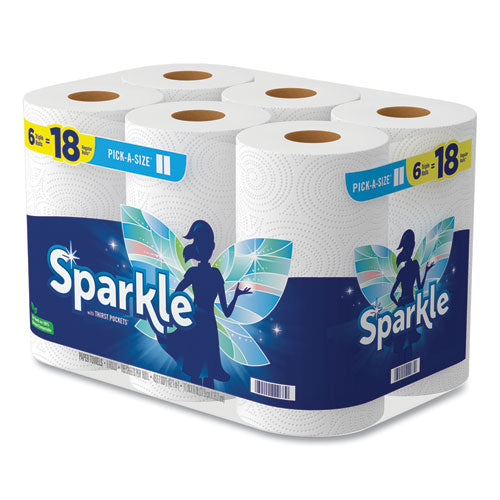 Pick-a-size Perforated Kitchen Triple Roll Towels With Thirst Pockets, 2-ply, 11 X 6, White, 165 Sheets/roll, 6 Rolls/pack