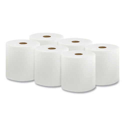 Hard Wound Roll Towel, 1-ply, 8” X 1,000 Ft, White, 6 Rolls/carton