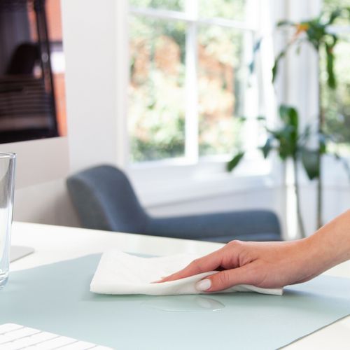 Vegan Leather Desk Pads, 36" X 17", Light Blue