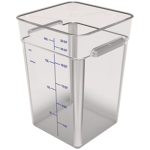 Squares Polycarbonate Food Storage Container, 22 Qt, 11 13 X 11.13 X 15.72, Clear, Plastic