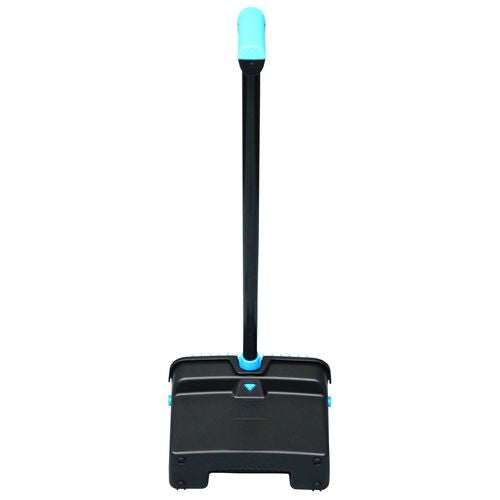 Lobbymaster Plastic Dust Pan, 12.32" Wide, 31.84" Aluminum Handle, Blue/black, 6/carton