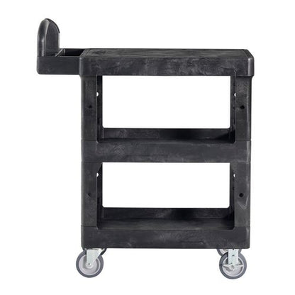 Brute 3-shelf Heavy-duty Ergo Flat Utility Cart, Resin, 3 Shelves, 600 Lb Capacity, 25.24" X 48.63" X 46.18", Black