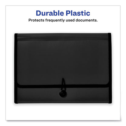 Expanding File Folder Organizer, 7 Sections, Hook/loop Closure, Letter Size, Black