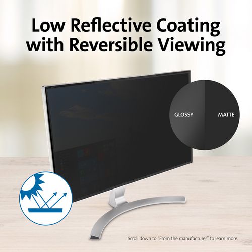 Magnetic Monitor Privacy Screen For 27" Widescreen Flat Panel Monitors, 16:9 Aspect Ratio