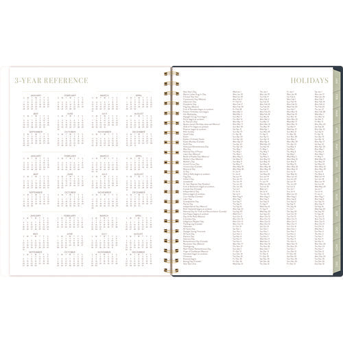 Leah Bisch Weekly/monthly Floral Planner, Floral Artwork, 11" X 9.25", Blue/white/gold Cover, 12-month (jan To Dec): 2025