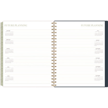 Leah Bisch Weekly/monthly Floral Planner, Floral Artwork, 11" X 9.25", Blue/white/gold Cover, 12-month (jan To Dec): 2025