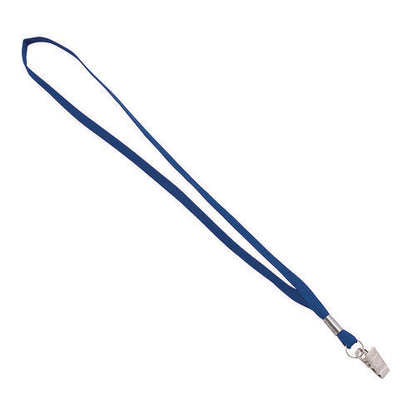 Metal Flat Clip Lanyard, 36" Long, Blue, 100/pack