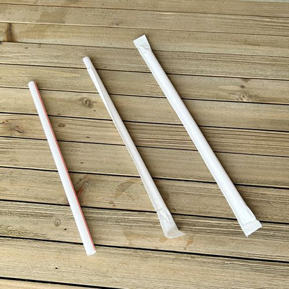 Wrapped Giant Straws, 7.75", Polypropylene, Red/white Striped, 7,200/carton