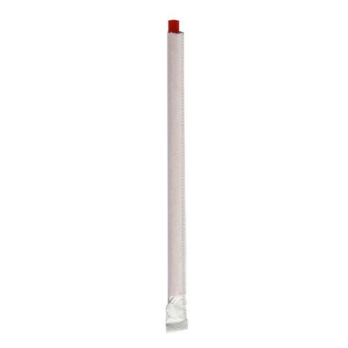 Wrapped Giant Straws, 7.75", Polypropylene, Red, 7,200/carton