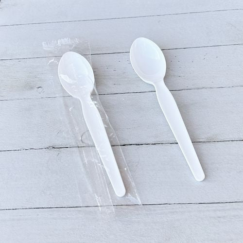 Heavyweight Wrapped Polystyrene Cutlery, Soup Spoon, White, 1,000/carton