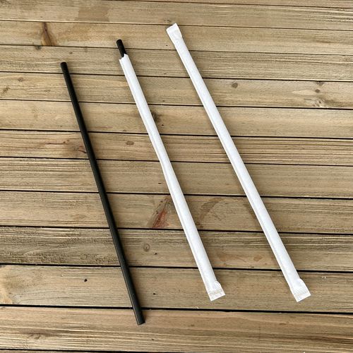 Wrapped Jumbo Straws, 10.25", Polypropylene, Black, 2,000/carton