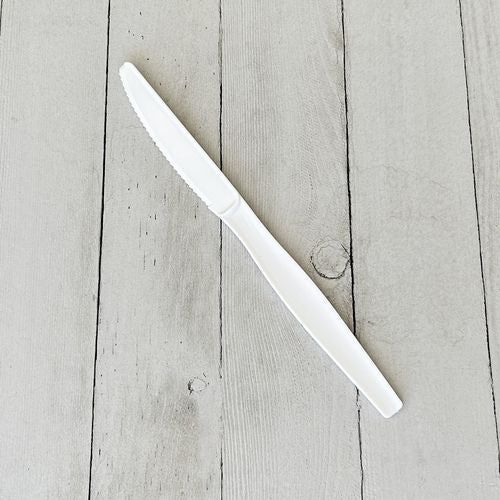 Heavyweight Wrapped Polystyrene Cutlery, Knife, White, 1,000/carton