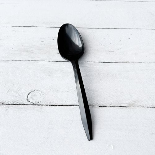 Mediumweight Polypropylene Cutlery, Teaspoon, Black, 1,000/carton