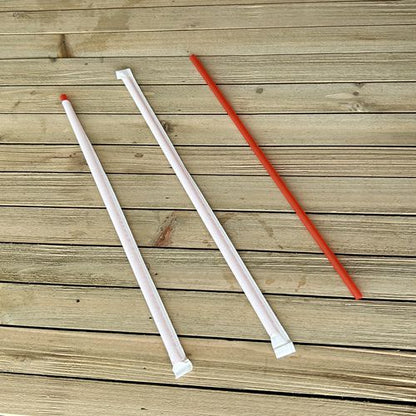 Wrapped Jumbo Straws, 10.25", Polypropylene, Red, 2,000/carton