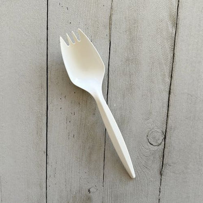 Mediumweight Polypropylene Cutlery, Spork, White, 1,000/carton