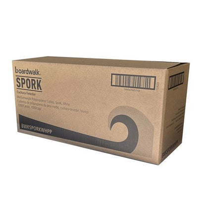 Mediumweight Polypropylene Cutlery, Spork, White, 1,000/carton