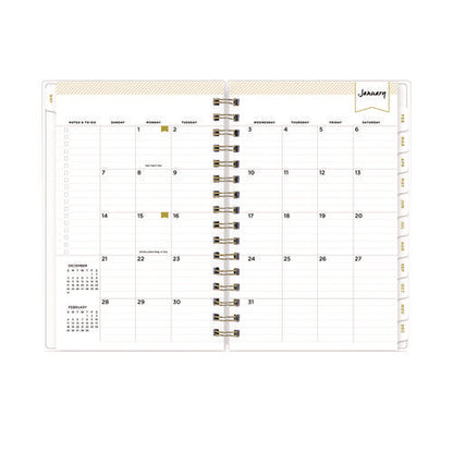 Day Designer Navy Stripe Daily/monthly Planner, Horizontal Stripe Artwork, 8 X 5, Navy/white Cover, 12-month (jan-dec): 2025