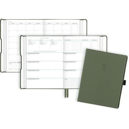 Foundation Undated Weekly/monthly Planner, 8.5" X 6.75", Green Cover, 12-month: Undated