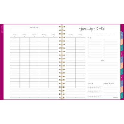 Harmony Weekly/monthly Poly Planner, Weekly: Vertical Format, 11 X 9.38, Purple/gold Cover, 13-month (jan To Jan): 2025-2026