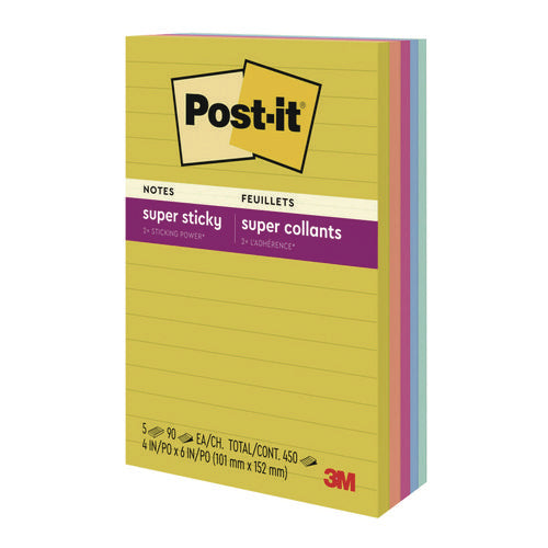 Note Pads In Summer Joy Color Collection Colors, 4" X 6", Note Ruled, 90 Sheets/pad, 5 Pads/pack