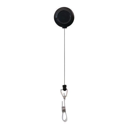 Clip-on Badge Reel, Extends 30", Black, 12/pack