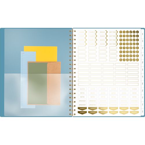 Workstyle Weekly/monthly Planner, Geometric Artwork, 11 X 9.38, Blue/gold Cover, 12-month (jan To Dec): 2025