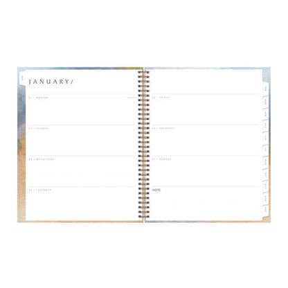 One Tree Planted Andrea Weekly/monthly Planner, Abstract Artwork, 11" X 8.5", Blue/sand/green Cover, 12-month (jan-dec): 2025