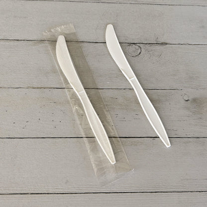 Mediumweight Wrapped Polypropylene Cutlery, Knife, White, 1,000/carton