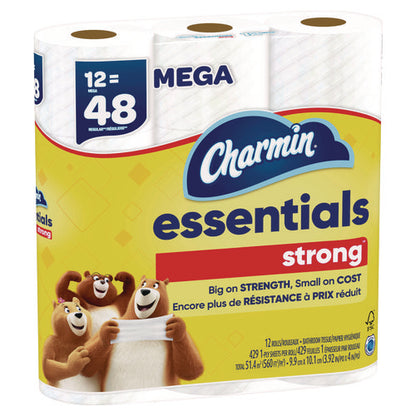 Essentials Strong Bathroom Tissue, Septic Safe, 1-ply, White, 429/roll, 12 Rolls/pack