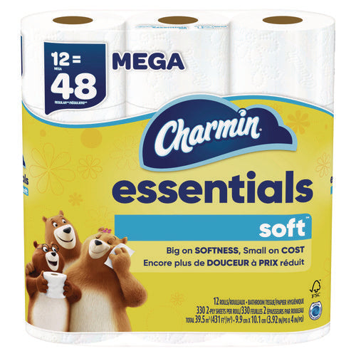 Essentials Soft Bathroom Tissue, Septic Safe, 2-ply, White, 330 Sheets/roll, 12 Rolls/carton