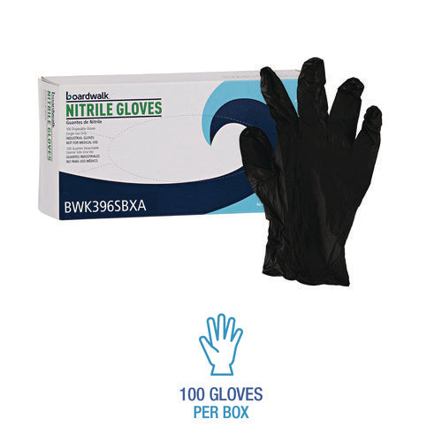 Disposable General-purpose Powder-free Nitrile Gloves, Small, Black, 4.4 Mil, 100/box