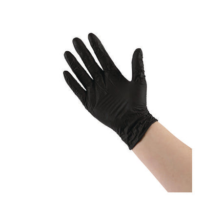 Disposable General-purpose Powder-free Nitrile Gloves, Small, Black, 4.4 Mil, 100/box