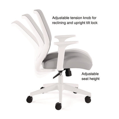 Wessex Ergonomic Fabric Mesh Swivel Task Chair, Supports Up To 275 Lb, 17.09 To 20.83 Seat Height, Gray Seat/back, White Base