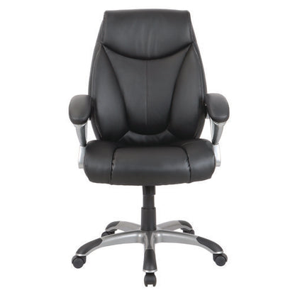 Fulford Bonded Leather High-back Manager's Chair, Supports Up To 275 Lb, 18.62 To 22.56 Seat Height, Black Seat/back/base