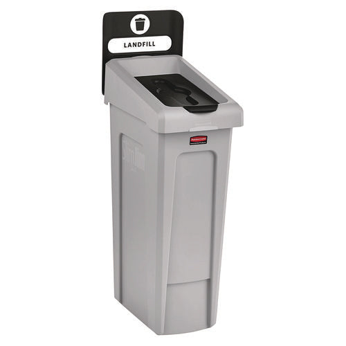 Slim Jim Recycling Station Kit, 1-stream Landfill, 23 Gal, Plastic, Gray/black