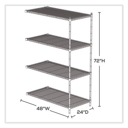 Industrial Add-on Unit, Four-shelf, 48w X 24d X 72h, Steel, Metallic Gray